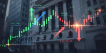 Candlestick patterns indicating US market shifts