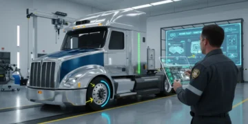 DOT officer inspecting a commercial truck for 2026 compliance