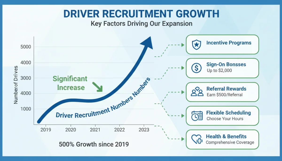 Graphic showing increased driver recruitment due to new incentives.