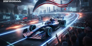 Futuristic F1 car representing US teams in the 2026 driver market