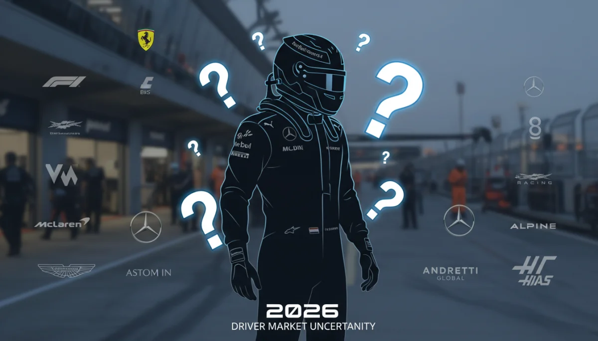 F1 driver transfer speculation graphic for 2026 season