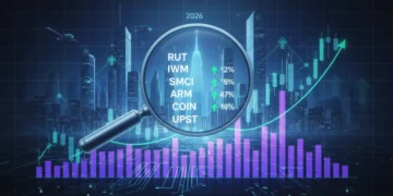 Volume Price Analysis chart with US small-cap stock tickers and financial growth