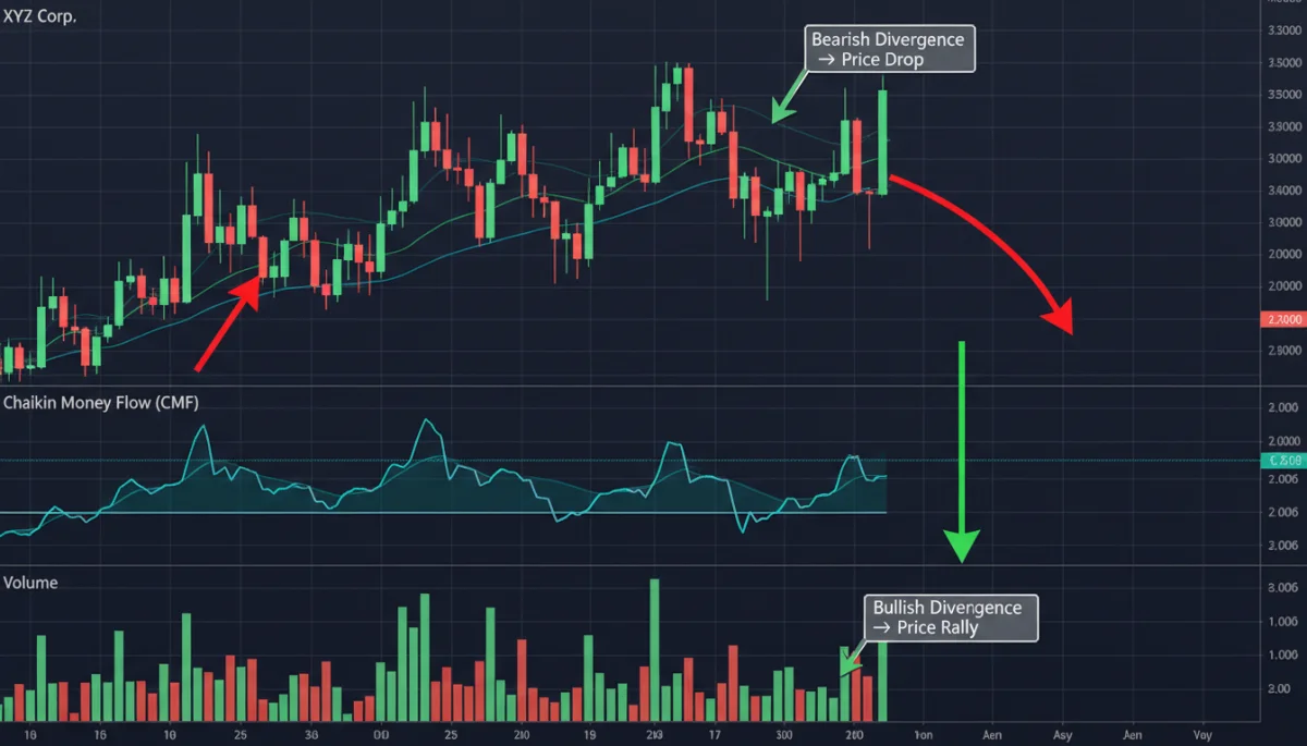 Detailed stock chart with Chaikin Money Flow indicator showing accumulation and distribution