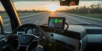 Modern ELD system in a truck cabin for 2026 compliance