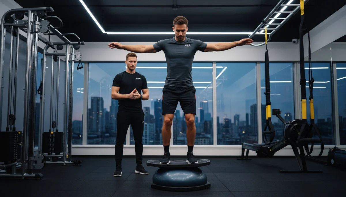 F1 driver performing neuro-physical balance training
