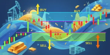 Keltner Channels strategy identifying commodity breakouts on a futuristic trading screen