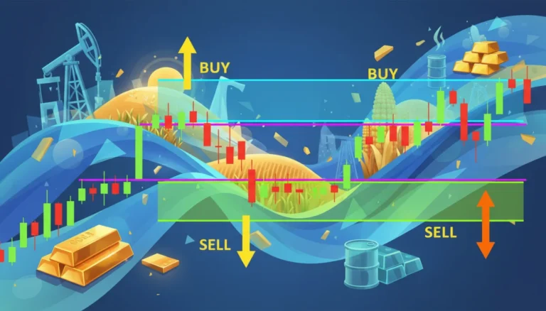 Keltner Channels strategy identifying commodity breakouts on a futuristic trading screen
