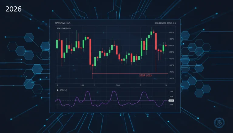 Financial chart with ATR indicator and stop-loss order