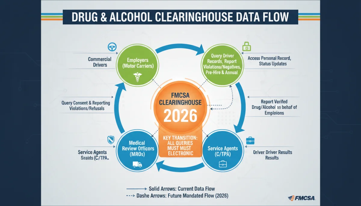 Diagram showing data flow within the Drug and Alcohol Clearinghouse system