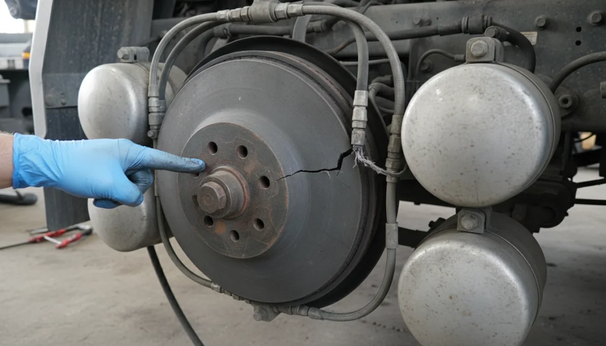 Detailed inspection of a truck's brake system components